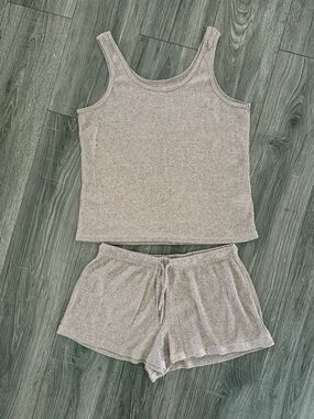 Primark Ribbed Tank & Shorts Set - Beige